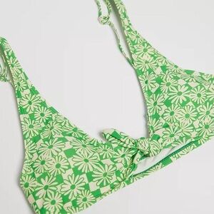 Out From Under Tia Tie-Front Printed Bikini Top green floral